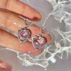 Jexyna Crystal Heart Earrings — pink crystal heart earrings