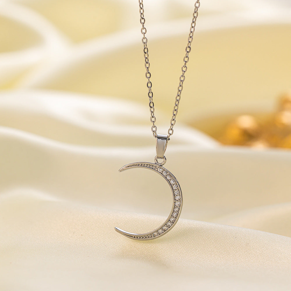 Jexyna Crescent Moon Necklace — gold-plated pendant necklace (view 2)