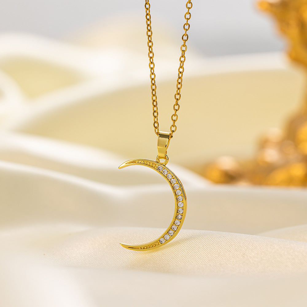 Jexyna Crescent Moon Necklace — gold-plated pendant necklace (view 4)