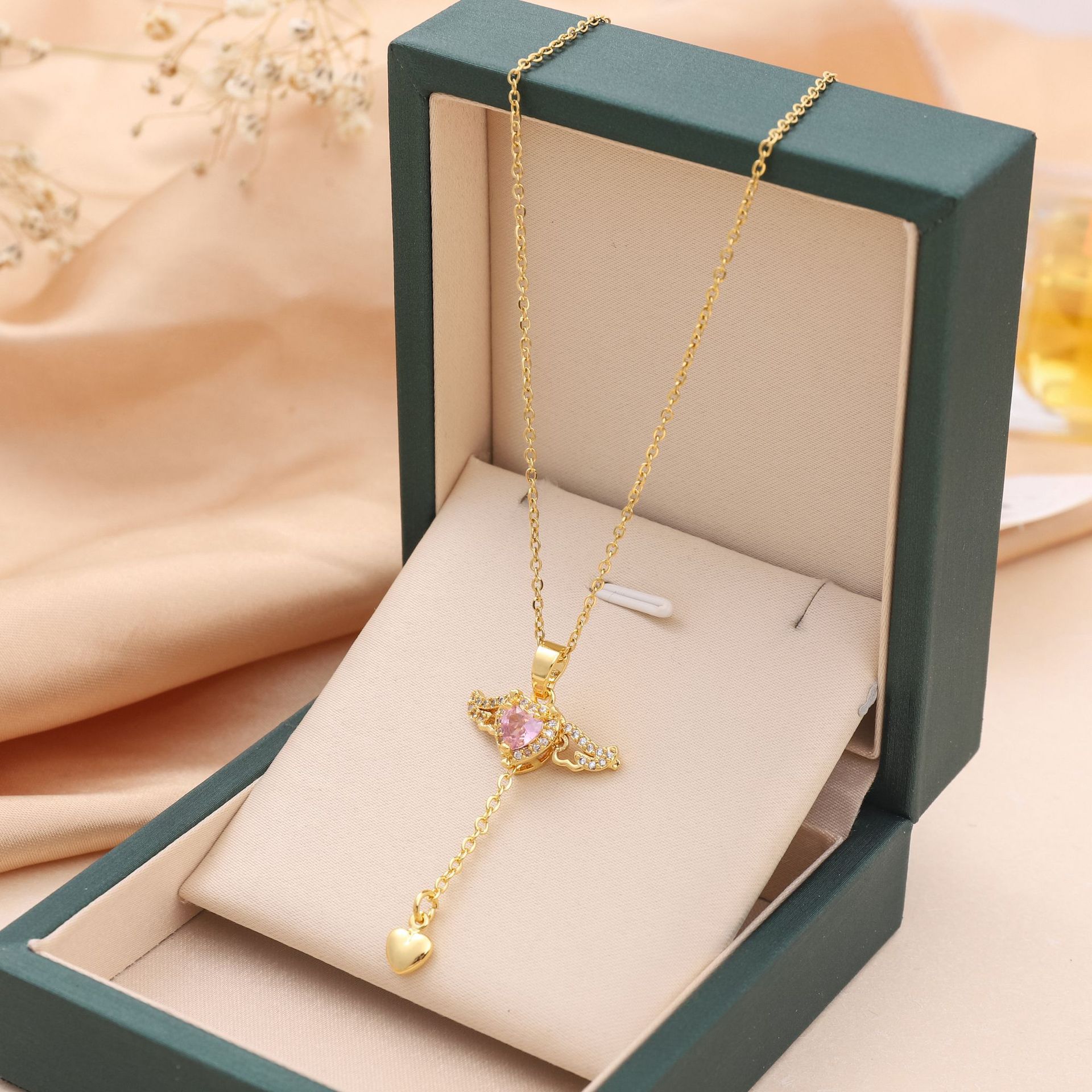Jexyna Winged Heart Pendant — gold-plated cubic zirconia necklace (view 3)