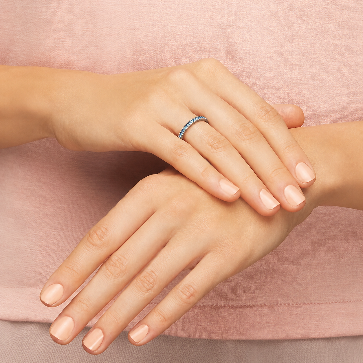Model Wearing Zircon Halo Ring