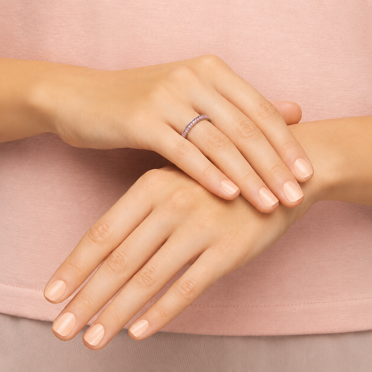 Model_Wearing_Zircon_Pink_Halo_Ring