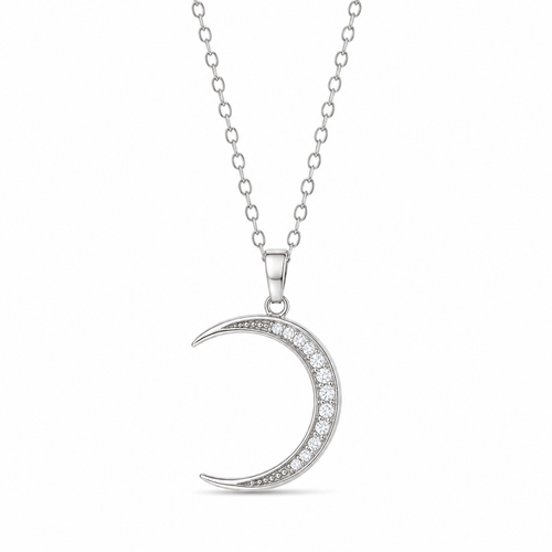 Silver Crescent Moon Necklace