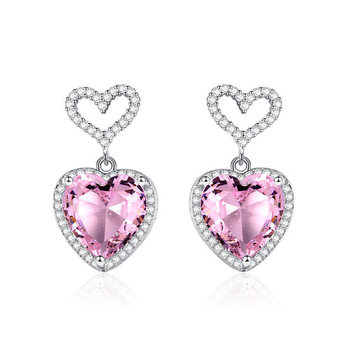 Jexyna Crystal Heart Earrings — pink crystal heart earrings (view 8)