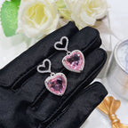 Jexyna Crystal Heart Earrings — pink crystal heart earrings (view 3)