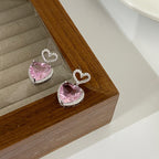 Jexyna Crystal Heart Earrings — pink crystal heart earrings (view 7)