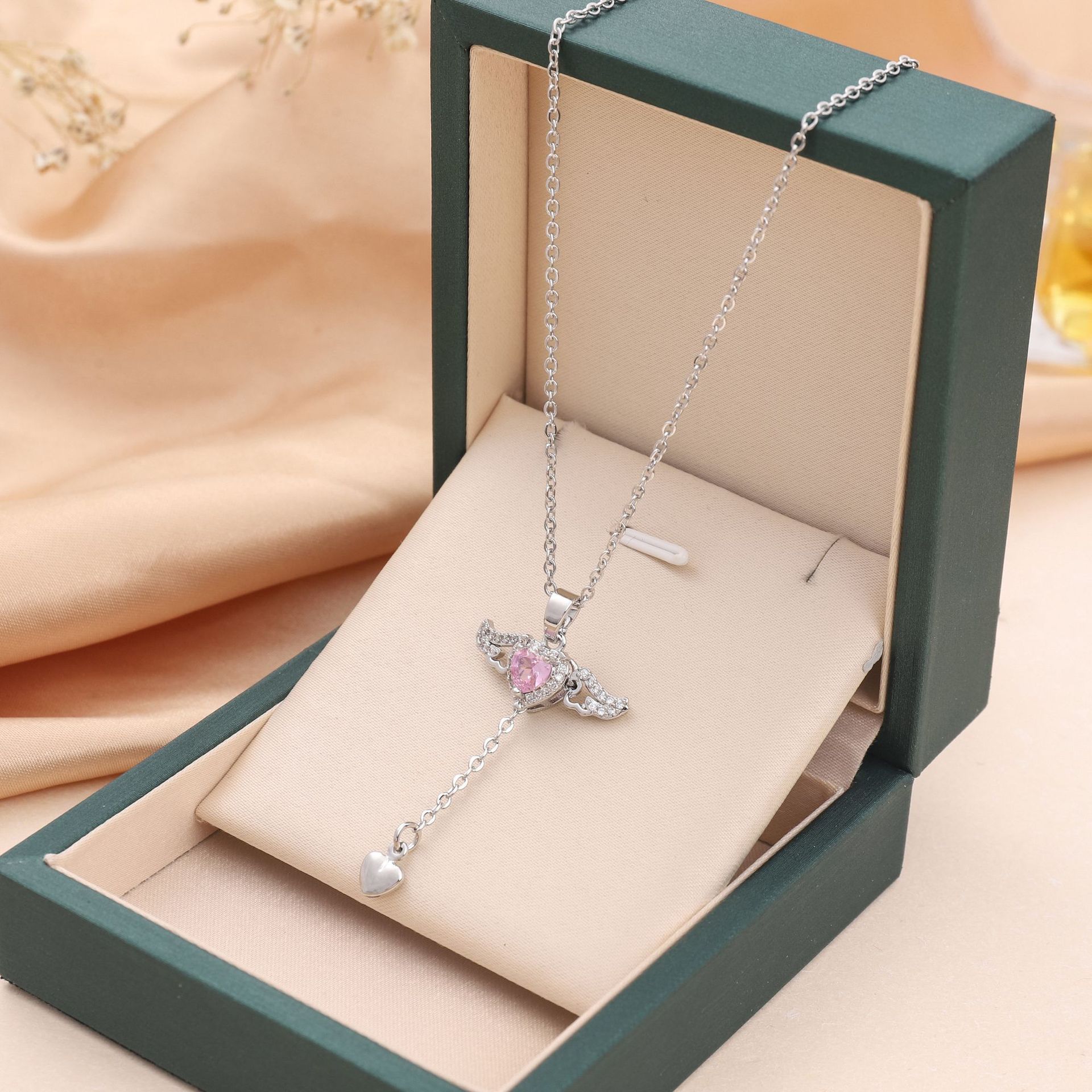 Jexyna Winged Heart Pendant — gold-plated cubic zirconia necklace (view 6)